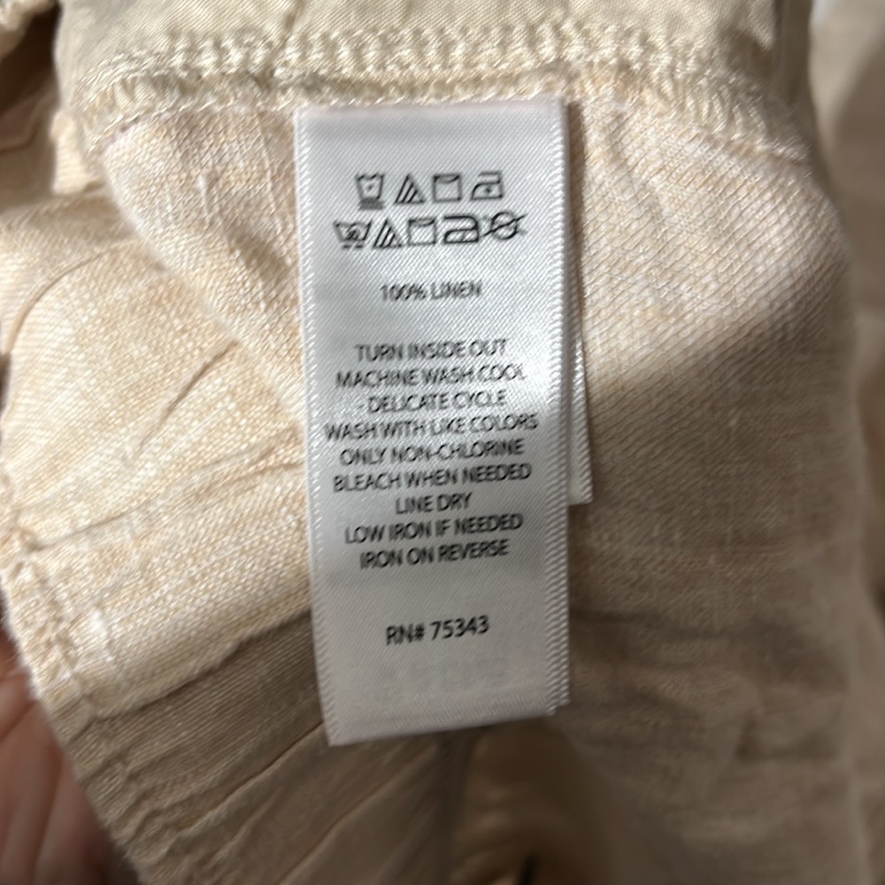 Tahari 100% Linen Cream Tan Cropped Wide Leg Pants Casual sz XL Summer Beach - Picture 7 of 8